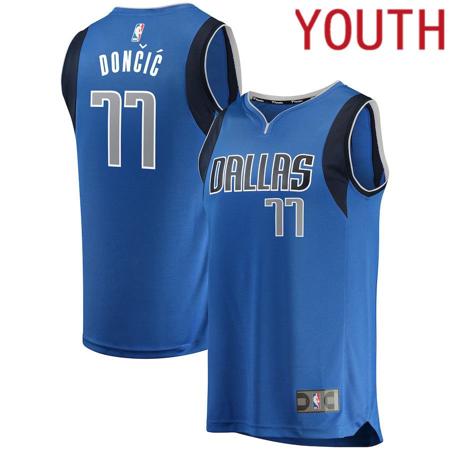 Youth Dallas Mavericks #77 Luka Doncic Fanatics Branded Blue Fast Break Replica NBA Jersey->youth nba jersey->Youth Jersey